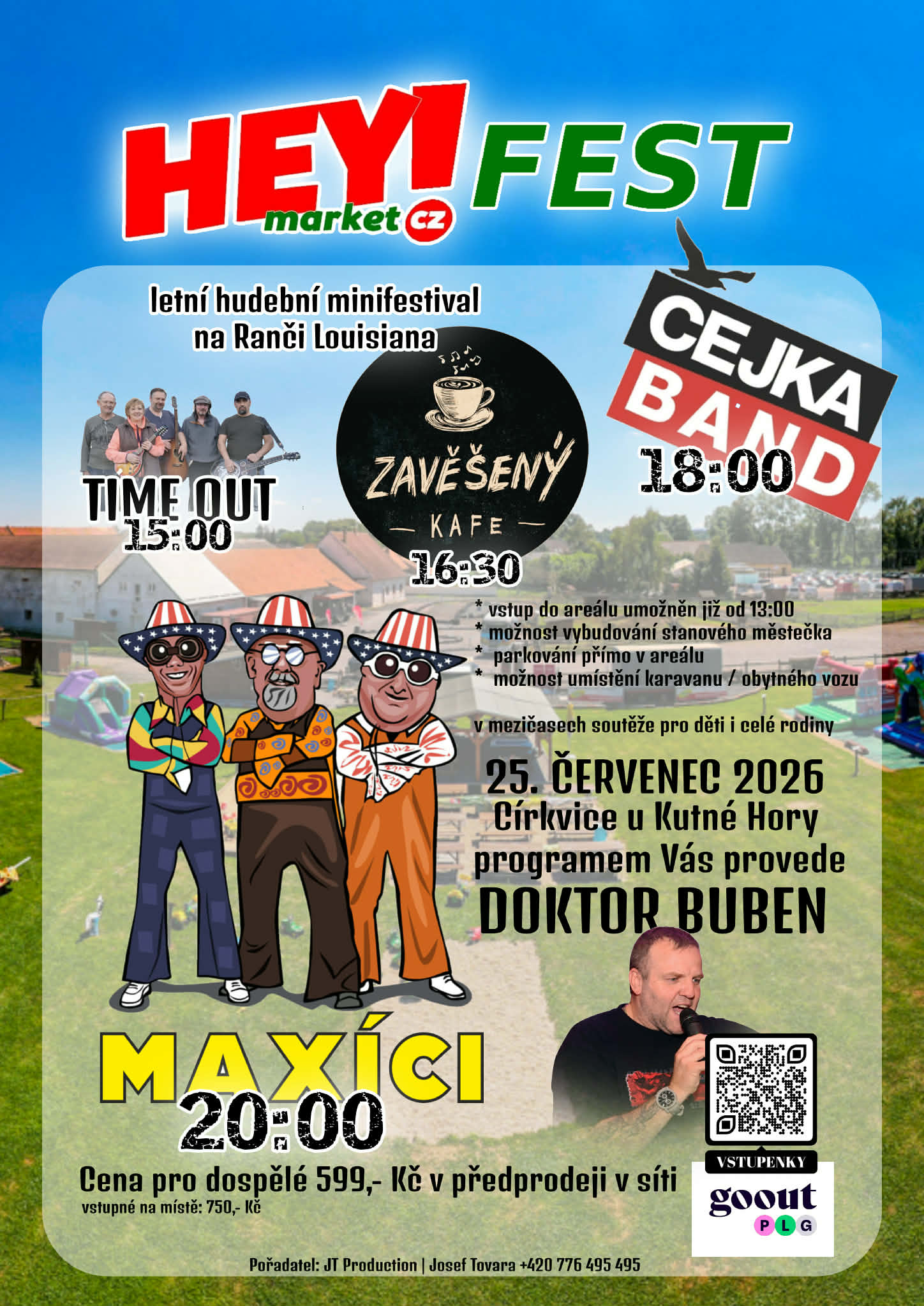 Logo LETNÍ HUDEBNÍ MINIFESTIVAL POD ŠIRÝM NEBEM !!! Den plný energie. Poctivá živá muzika. Letní atmosféra pod otevřeným nebem. Zábava pro všechny členy rodiny Areál bývalého Ranče Louisiana – Církvice u Kutné Hory.